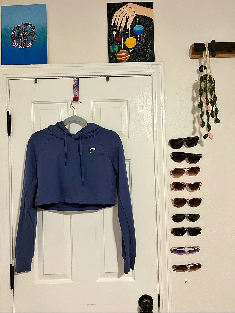 Gymshark Cropped Hooded Top in Blue Size Small Like New